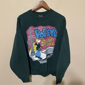 Vintage 90s Popeyes Street Rulez Green Sweatshirt